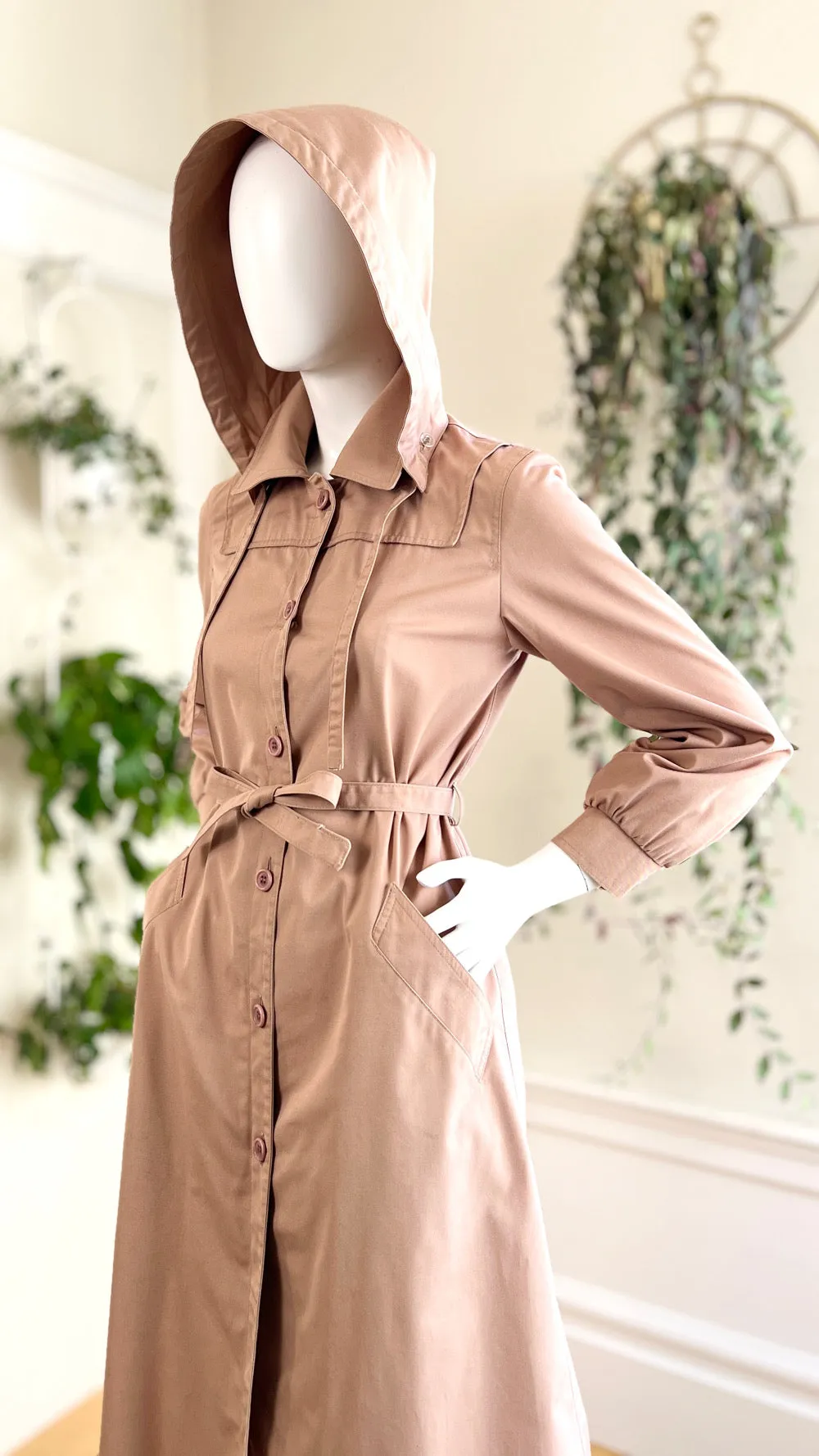 1970s 1980s LONDON FOG Hooded Raincoat | x-small/small