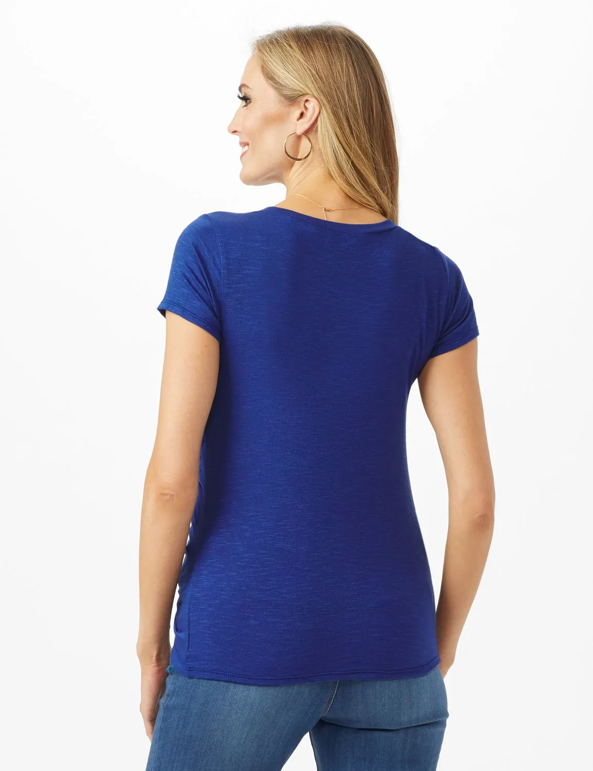 Asymmetrical Side Cinch Knit Top - Petite