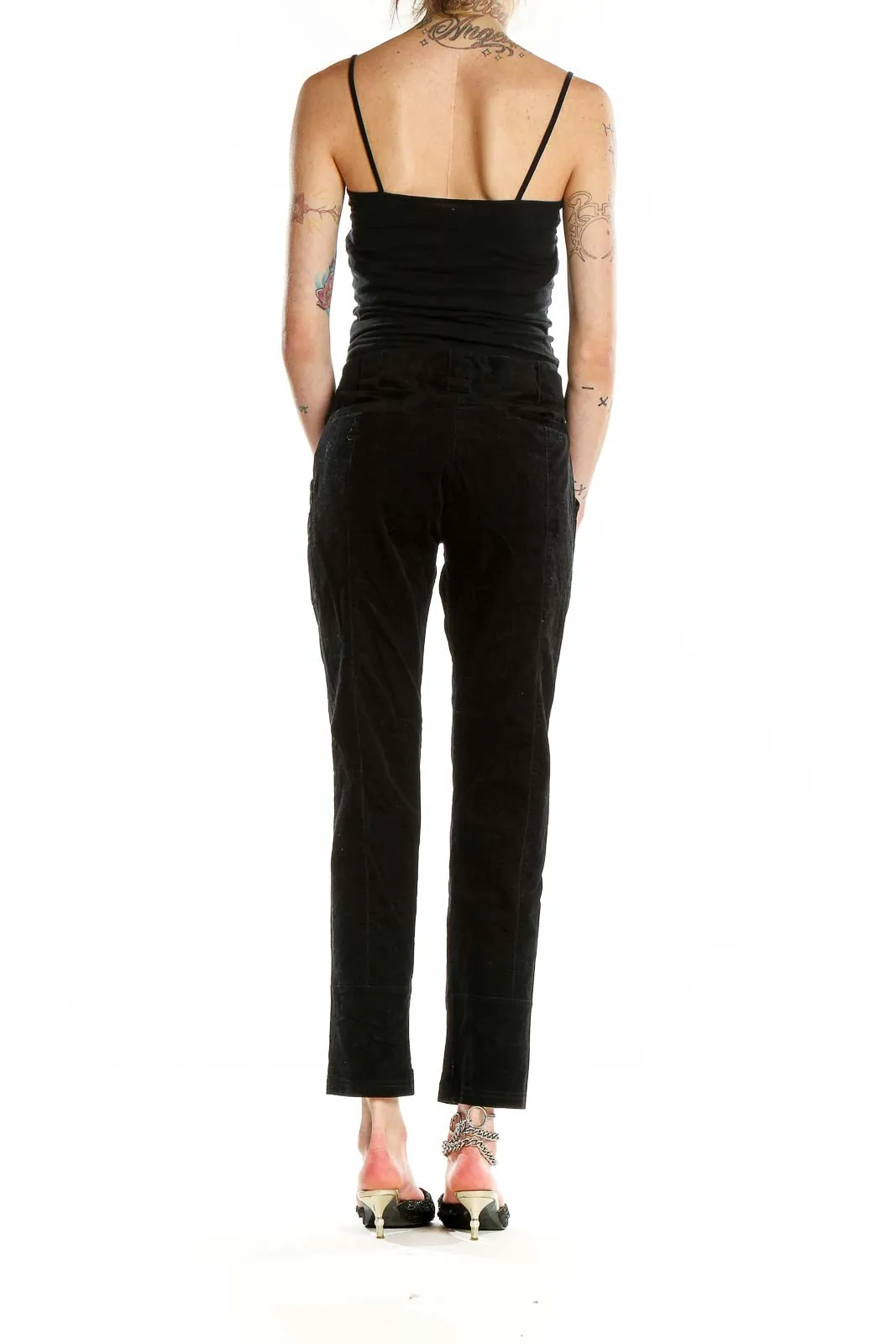 Black Tailored Cotton-Blend Trousers