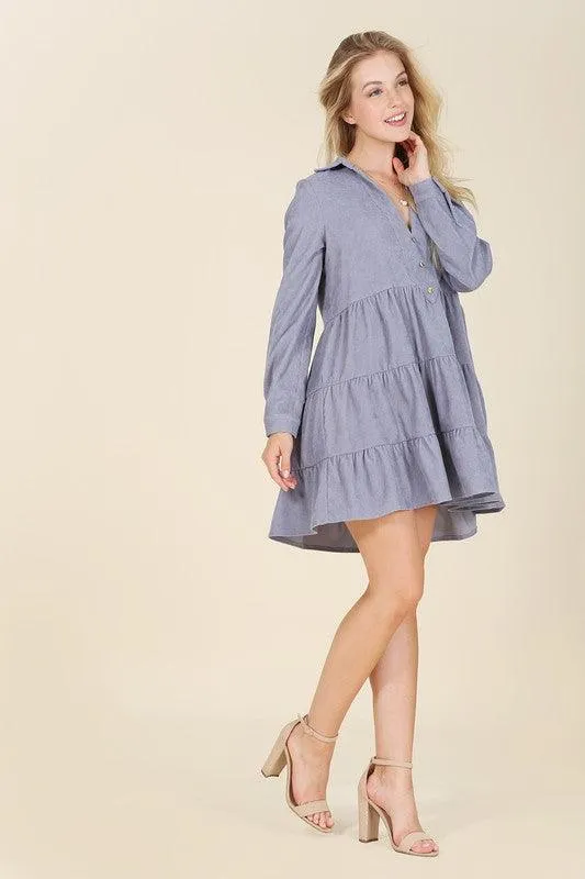 Emery Corduroy Tiered Midi Dress