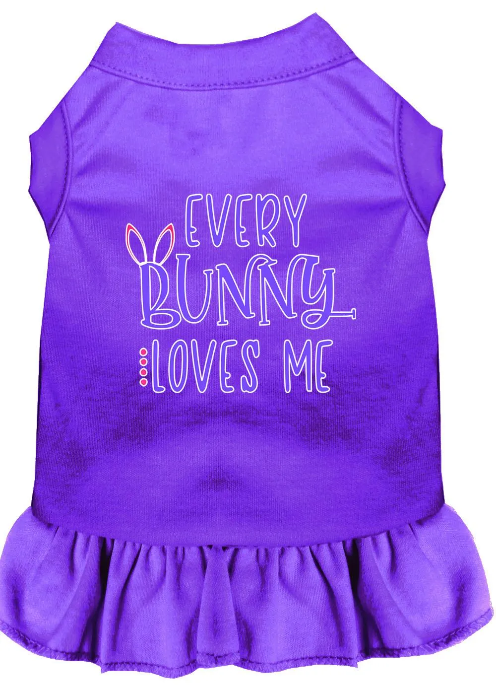 Every Bunny Loves Me Screen Print Dog Dress Purple Med (12)
