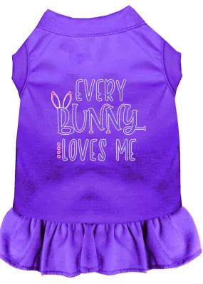 Every Bunny Loves Me Screen Print Dog Dress Purple Med (12)