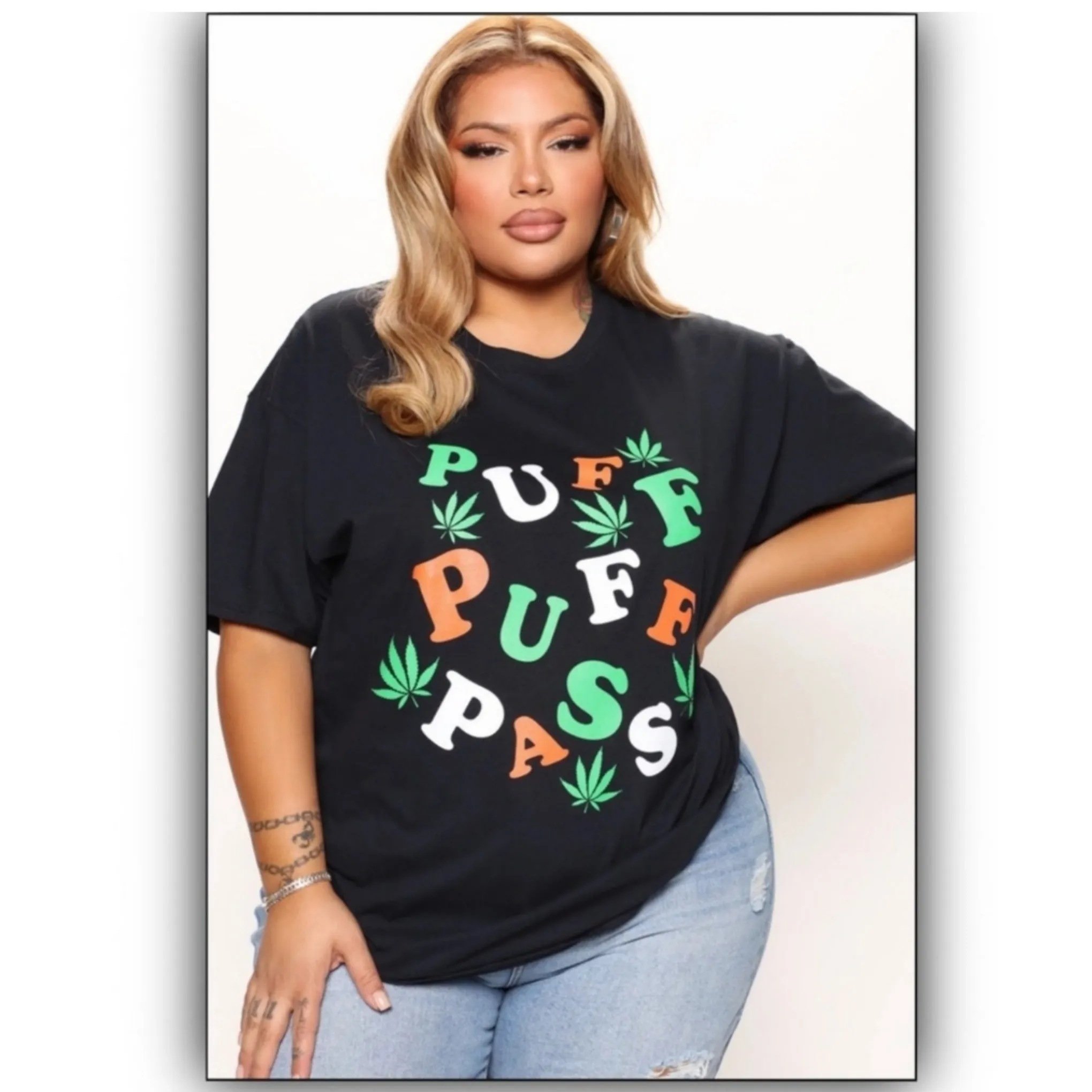 Fashion Nova Graphic Tee | Puff Puff Pass | Comfy Cotton Black T-Shirt