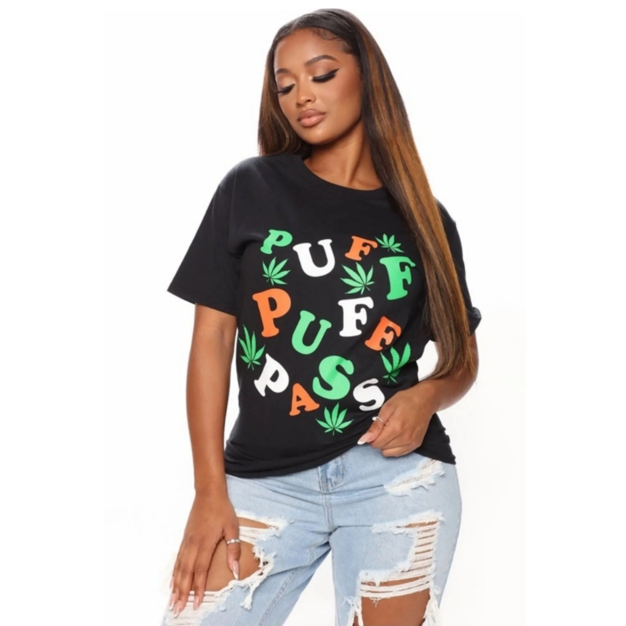 Fashion Nova Graphic Tee | Puff Puff Pass | Comfy Cotton Black T-Shirt