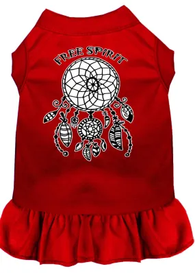 Free Spirit Screen Print Dog Dress Red Xl (16)