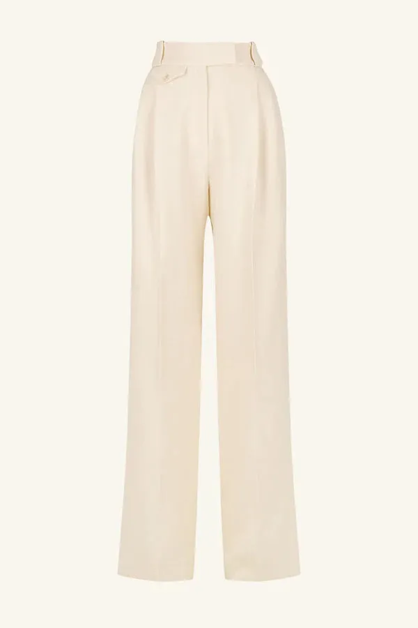 Irena High Waisted Tailored Pant - Rice