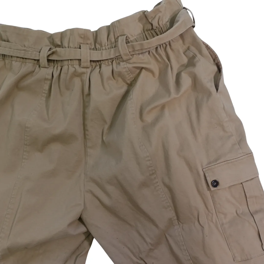 Khaki Paperbag Waist Cargo Pants