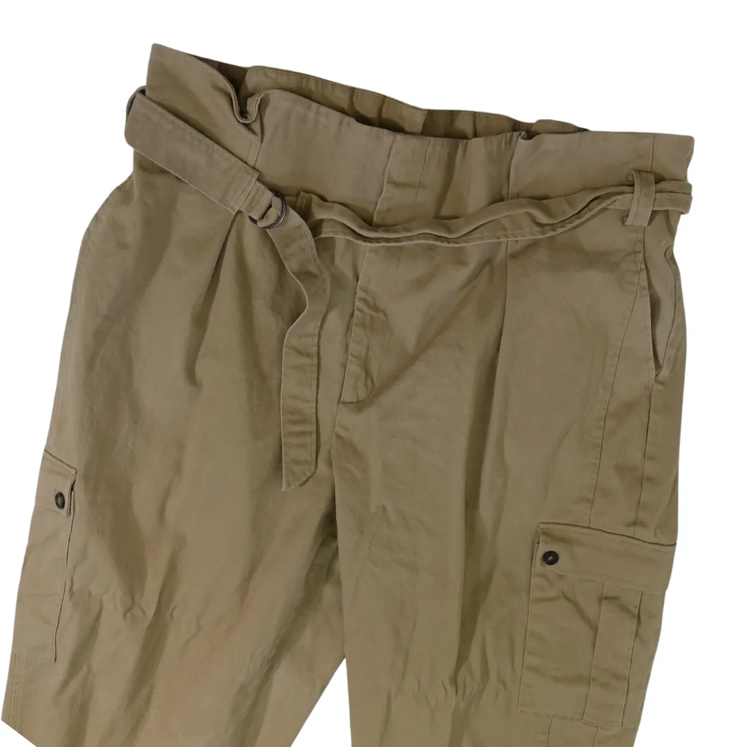 Khaki Paperbag Waist Cargo Pants
