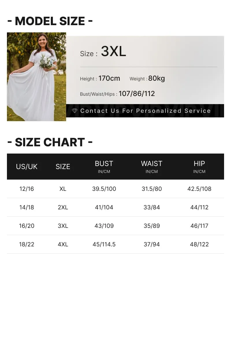 Plus Size Flutter Sleeve Wedding Dresses Chiffon A-line