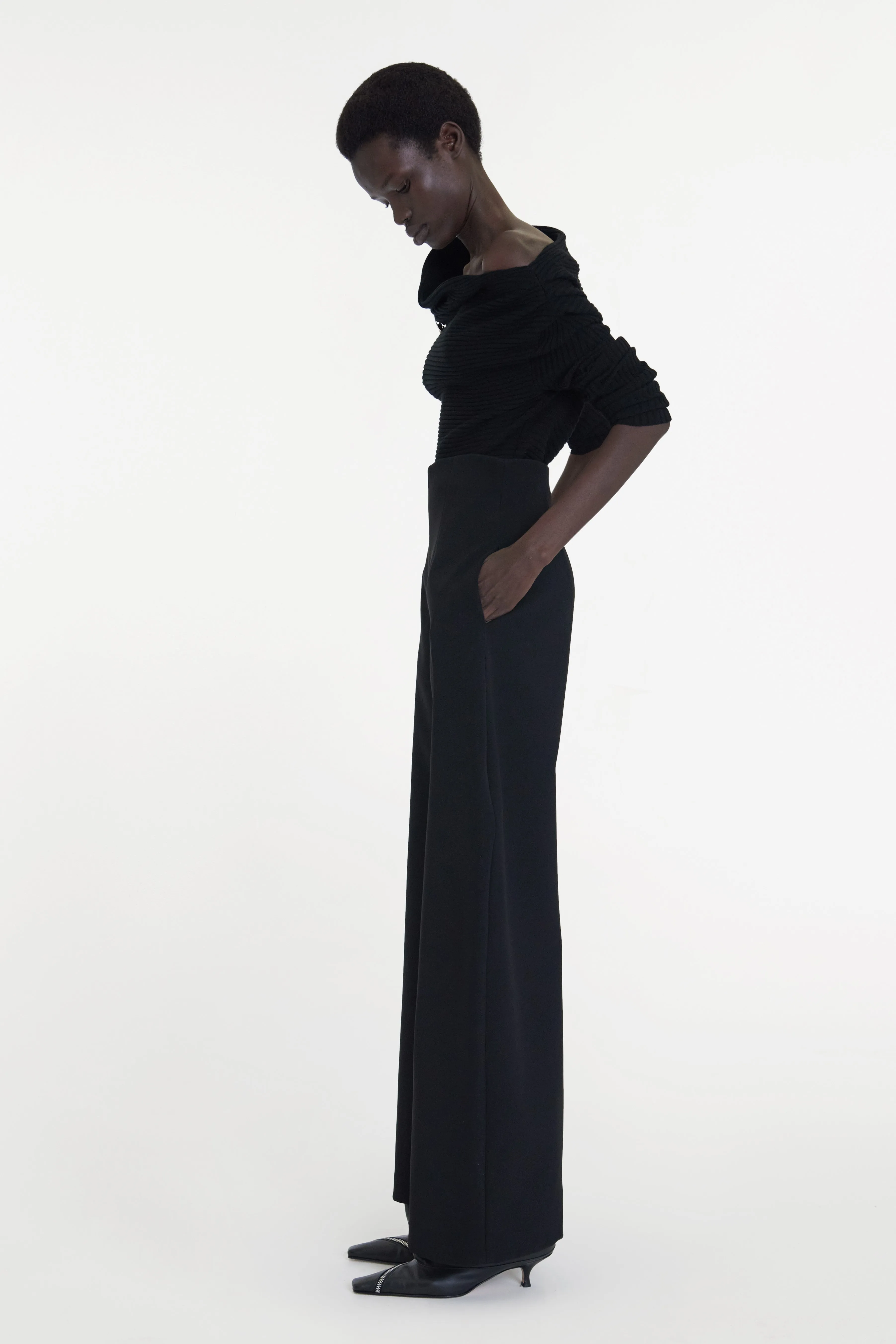 Rounded Tailored Trousers Black