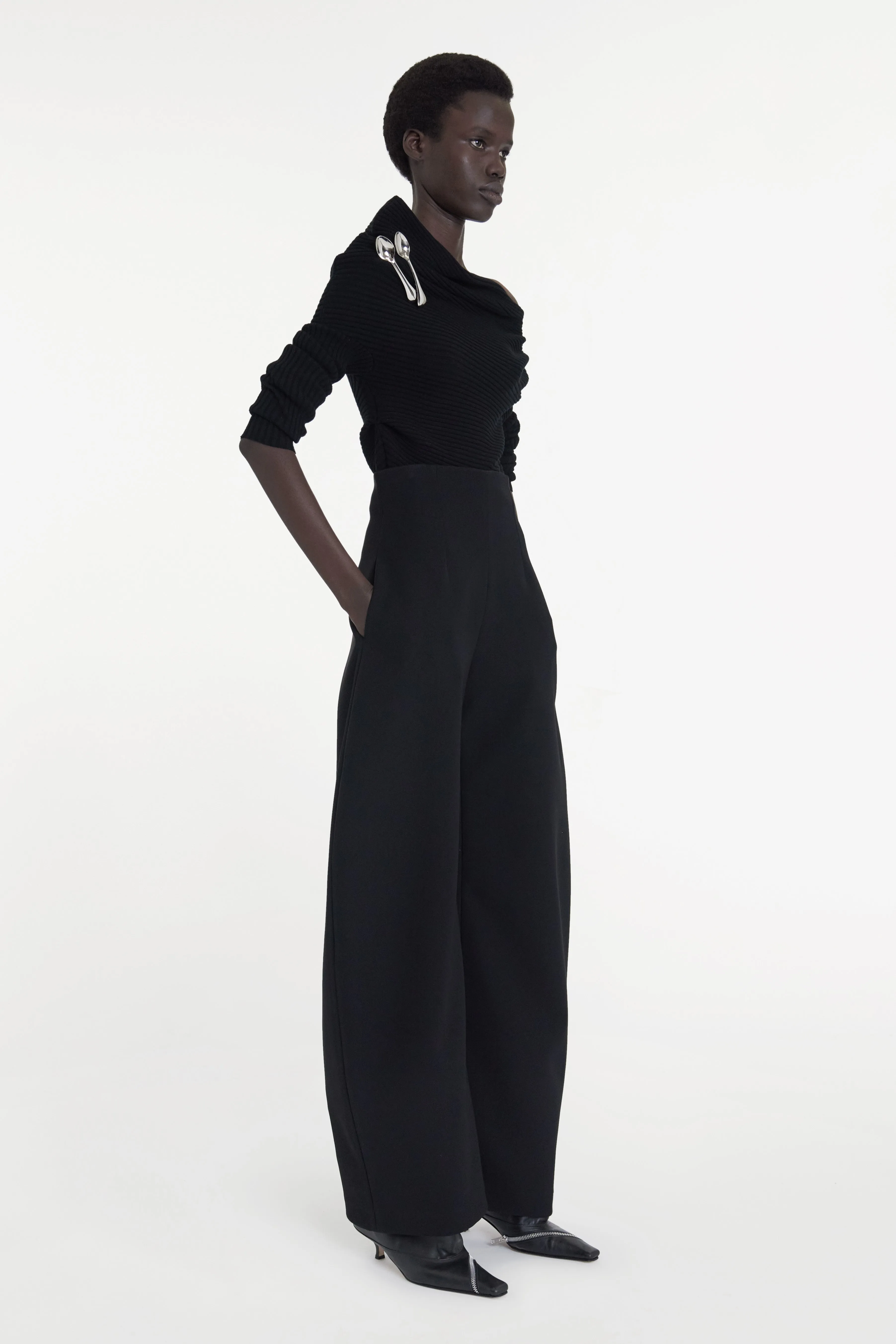 Rounded Tailored Trousers Black