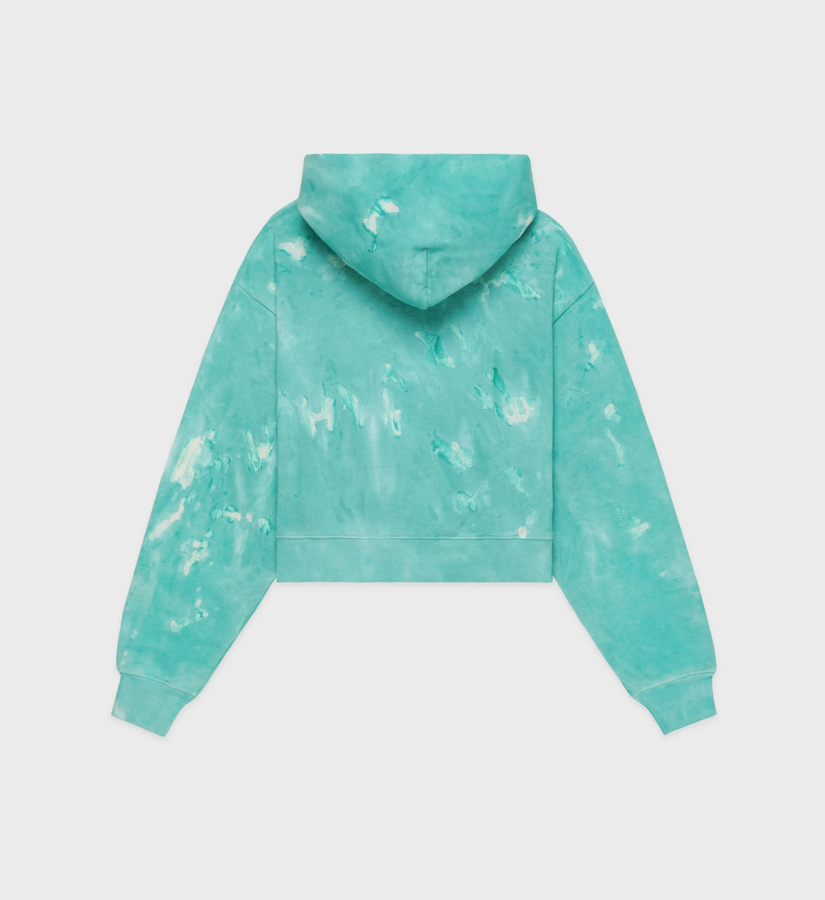 Serif Logo Embroidered Cropped Hoodie - Tahiti Tie & Dye