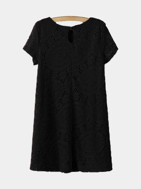Wholesale Crew Neck Short Sleeve Lace Casual Dress