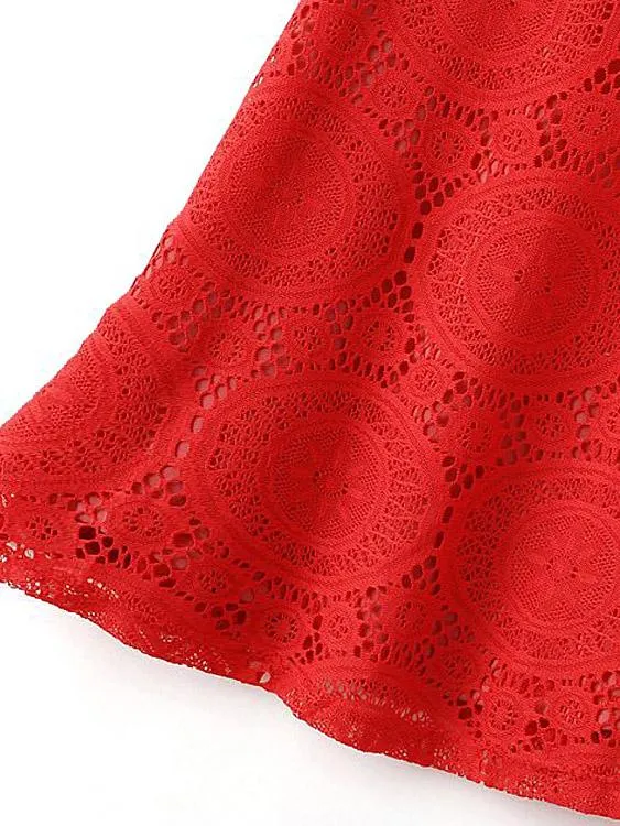 Wholesale Crew Neck Short Sleeve Lace Casual Dress