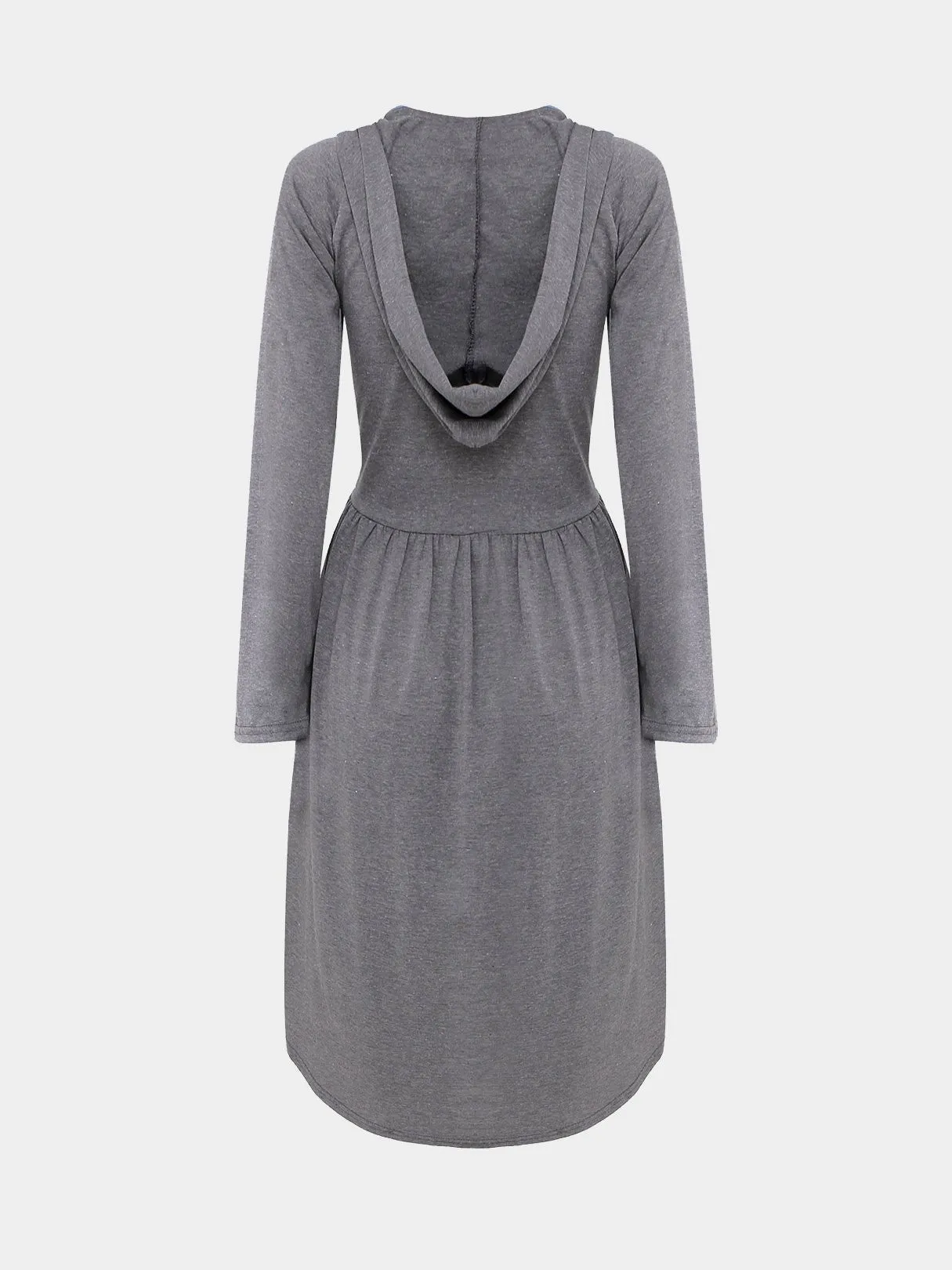 Wholesale Grey V-Neck Long Sleeve Irregular Hem Casual Dress