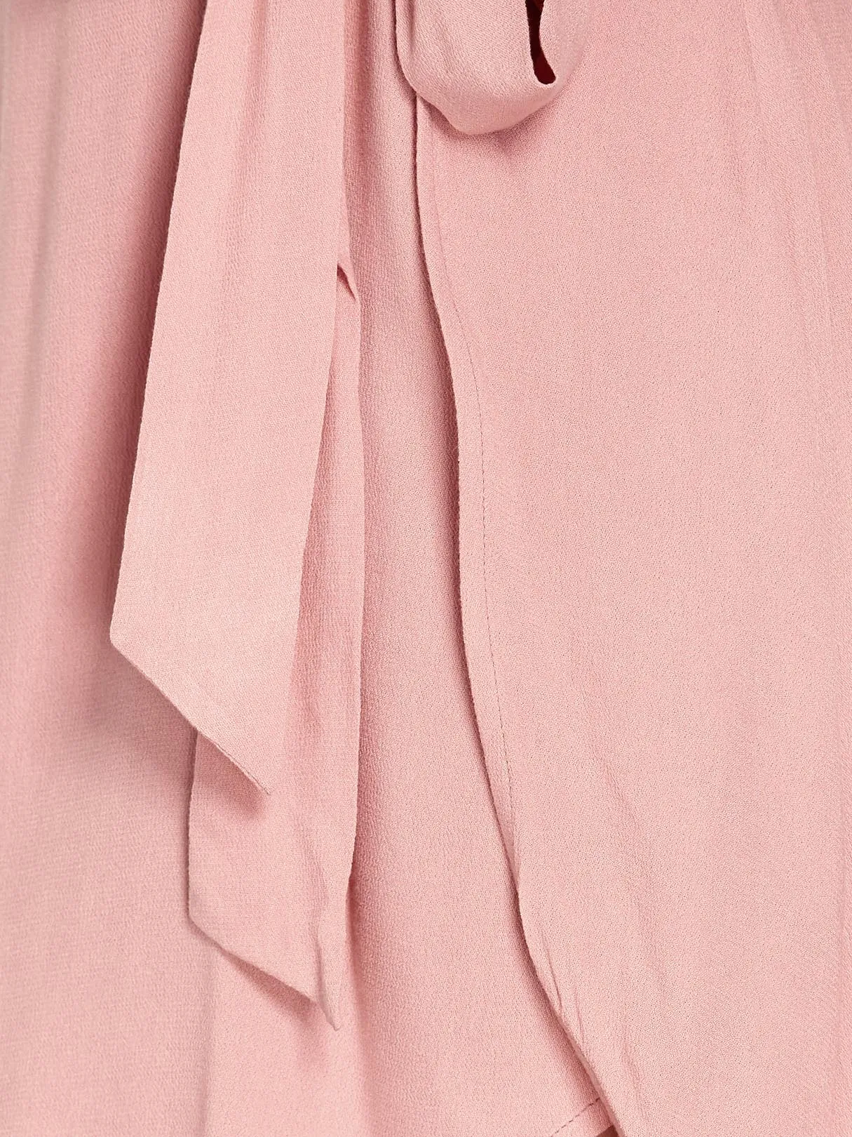 Wholesale Pink Crew Neck Long Sleeve Plain Cut Out Pleated Self-Tie Casual Dress